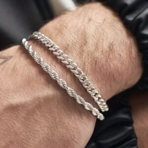 silver tone three piece bracelet set – flat snake & ball bead chains