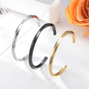 twisted stainless steel cuff bracelet – adjustable open design