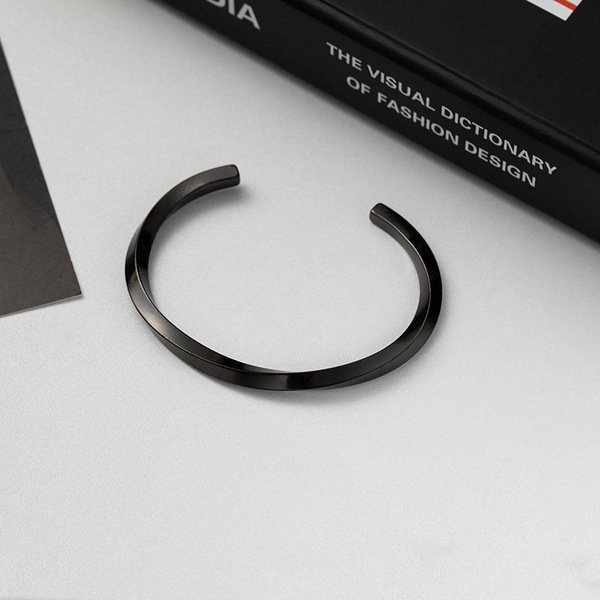 twisted stainless steel cuff bracelet – adjustable open design black twisted stainless steel cuff bracelet – adjustable open design black