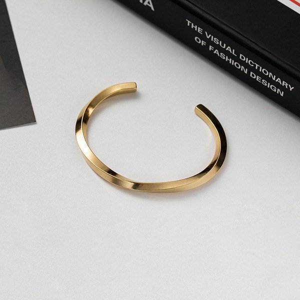 twisted stainless steel cuff bracelet – adjustable open design golden twisted stainless steel cuff bracelet – adjustable open design golden