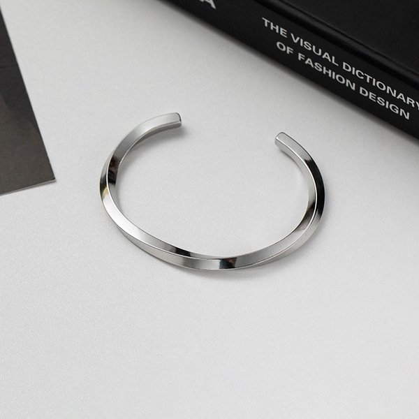 twisted stainless steel cuff bracelet – adjustable open design silver twisted stainless steel cuff bracelet – adjustable open design silver
